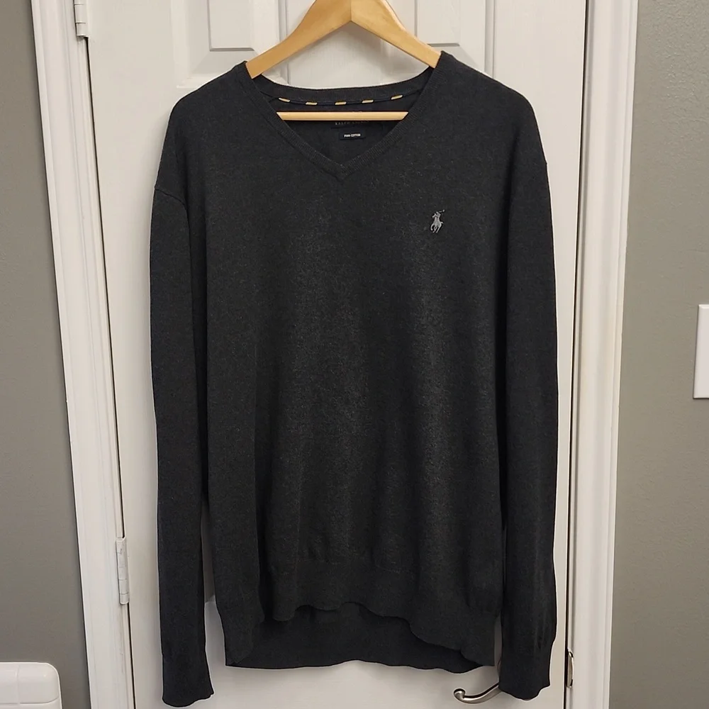 Ralph Lauren Polo Pima Cotton V-Neck Jumper Knit Mens Size XL - Picture 1 of 6